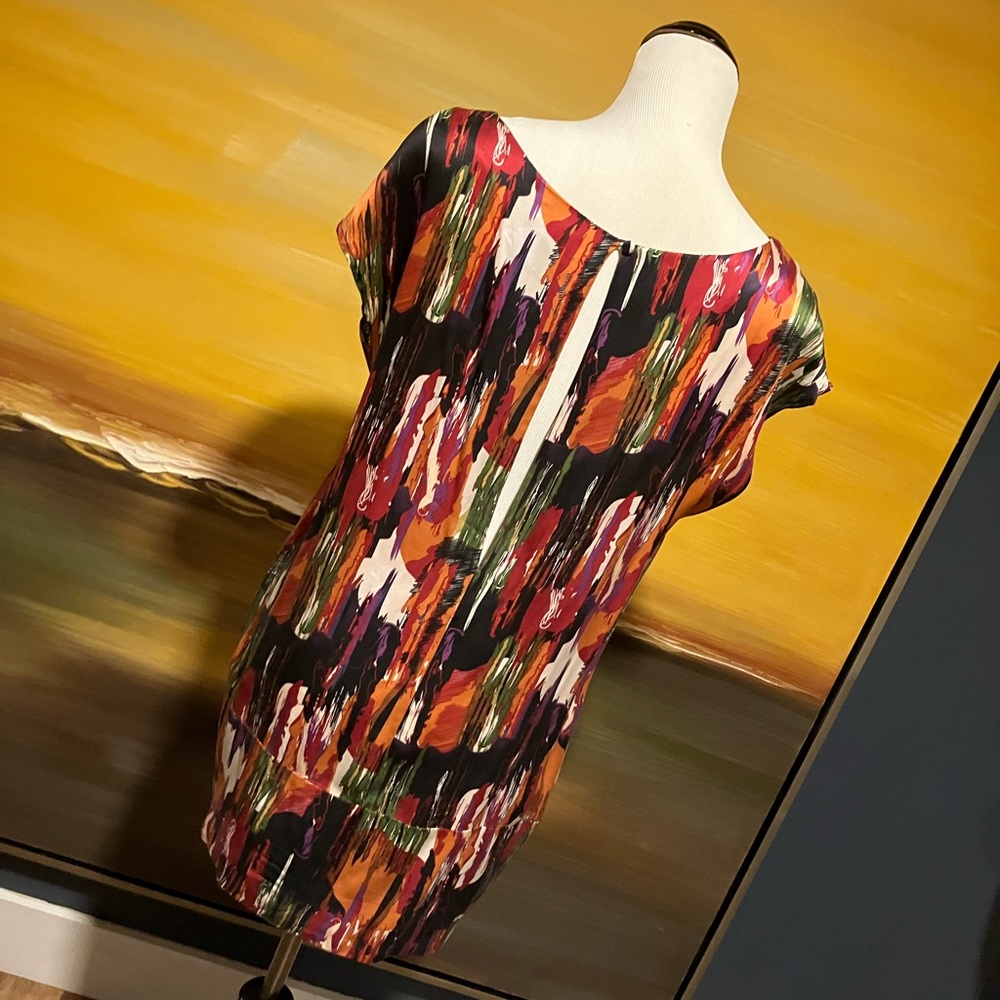 La Rok Artsy Silk Dress with Beaded Detail and Back Slit